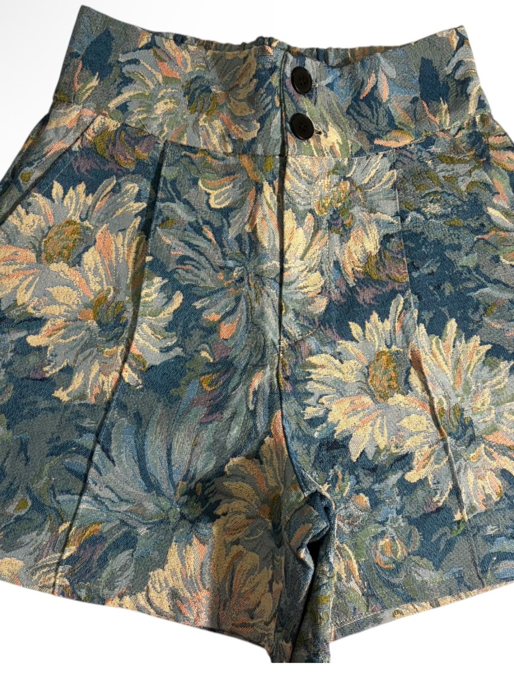 SHEIN High-Waist Floral Jacquard Shorts in Blue Multi Women’s Small/5